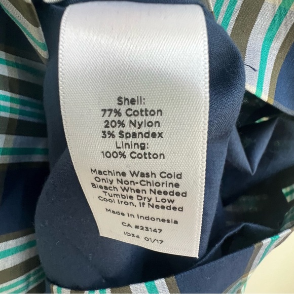 Talbots Blue Green Tartan Plaid Sleeveless Ruffle Stretch Sheath Dress Size 12 - Picture 8 of 12